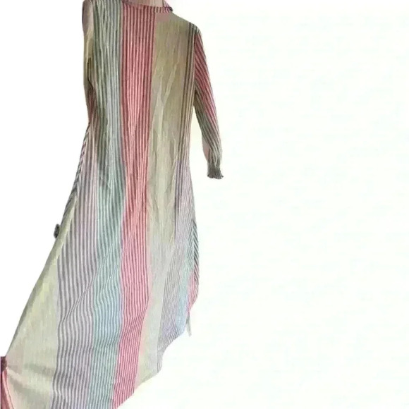 New Striped button down ladies Size large maxi curved hem dress - Picture 7 of 7